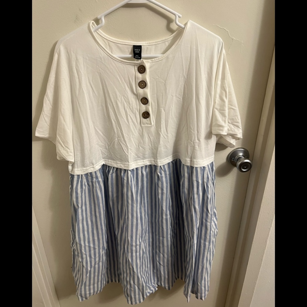 SHEIN Curve Plus Striped Print Smock Dress